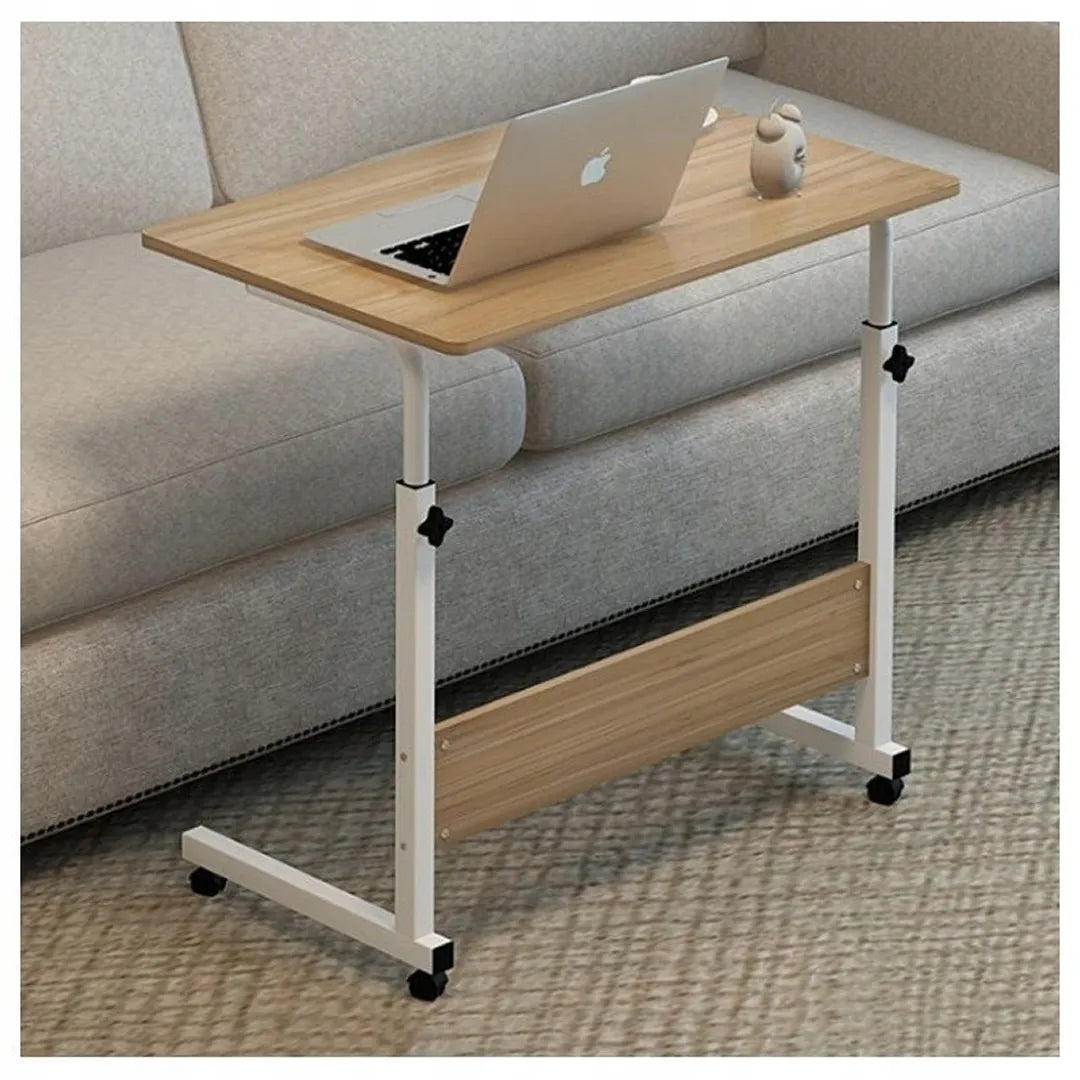 Masuta Laptop Reglabila cu Roti 60x40 cm, Cadru Metalic, Blat MDF, Inaltime Ajustabila, Maro - imagine 5