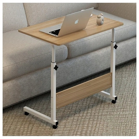 Masuta Laptop Reglabila cu Roti 60x40 cm, Cadru Metalic, Blat MDF, Inaltime Ajustabila, Maro - imagine 5