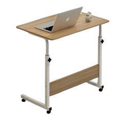 Masuta Laptop Reglabila cu Roti 60x40 cm, Cadru Metalic, Blat MDF, Inaltime Ajustabila, Maro - imagine 6