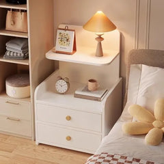 Noptiera din Lemn cu 2 Sertare si Raft de Depozitare, Design Minimalist Modern
