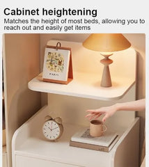 Noptiera din Lemn cu 2 Sertare si Raft de Depozitare, Design Minimalist Modern - imagine 6