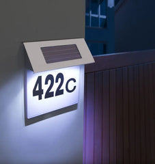 Numar de Casa din Inox cu Iluminare LED si Alimentare Solara