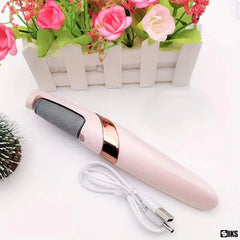 Pila Electrica pentru Curatare Calcaie, Talpi si Unghii, Lumina LED, Rezistenta la Apa, Incarcare USB, Cap Rotativ 360 Grade, 2 Role Abraziva/Neteda, Roz - imagine 2