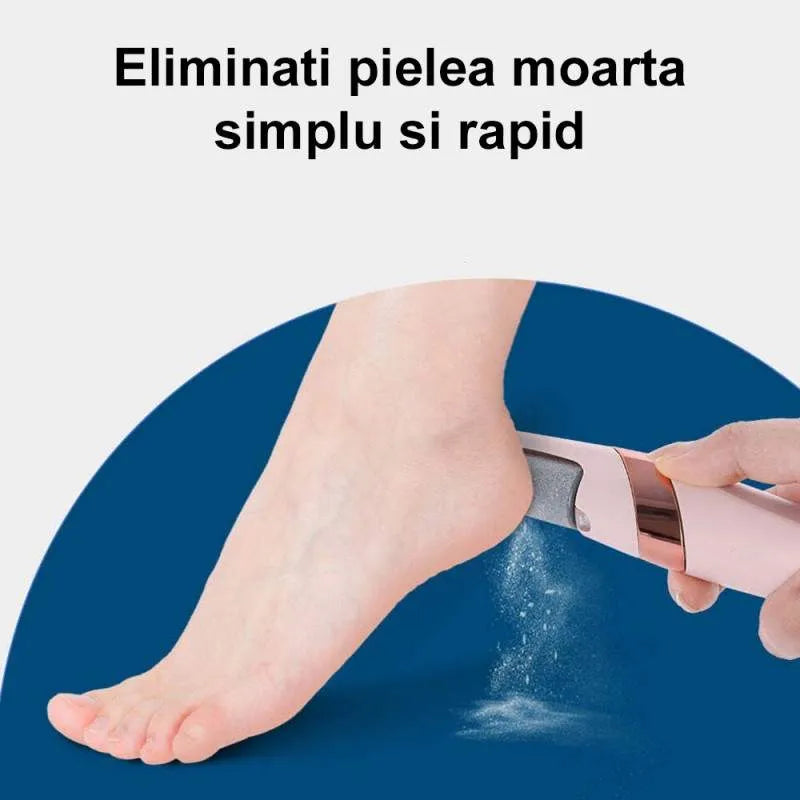 Pila Electrica pentru Curatare Calcaie, Talpi si Unghii, Lumina LED, Rezistenta la Apa, Incarcare USB, Cap Rotativ 360 Grade, 2 Role Abraziva/Neteda, Roz - imagine 7