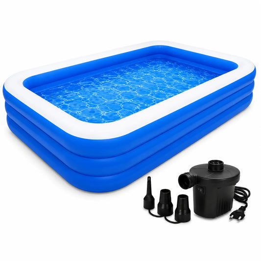 Piscină Gonflabilă Dreptunghiulară 200x120x40 cm pentru Copii și Familie, cu Pompă Inclusă