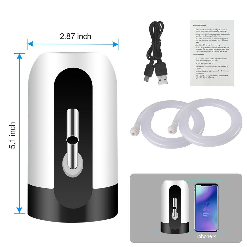 Pompa electrica, dozator, dispenser, pentru bidon de apa, Incarcare prin USB, indicator LED pentru baterie - Promagg.ro