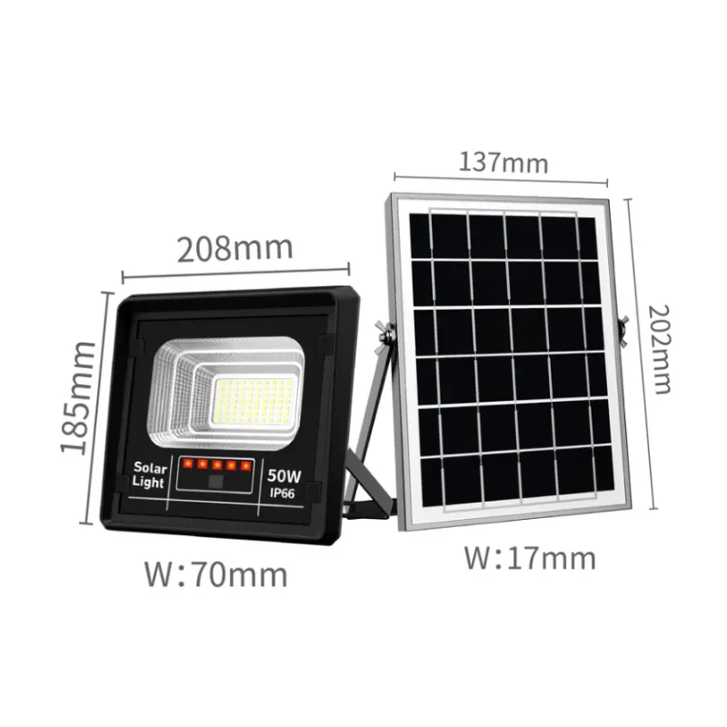 Proiector Solar Jortan 200W IP66 cu Indicator Baterie si Telecomanda 6500K - imagine 2
