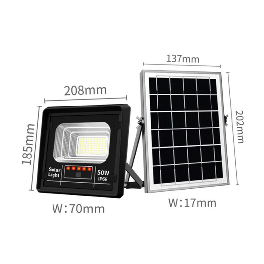 Proiector Solar Jortan 200W IP66 cu Indicator Baterie si Telecomanda 6500K - imagine 2