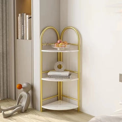Raft Decorativ de Colt cu 3 Nivele - Design Auriu cu Efect Marmura - imagine 2