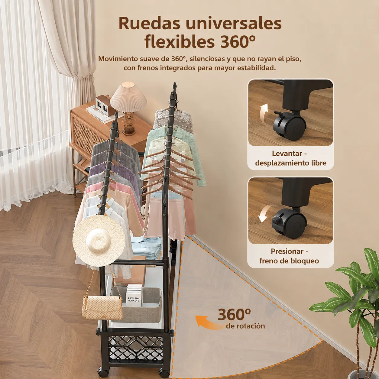Raft Multifunctional din Metal cu Suport pentru Haine si Palarii, 3-in-1 - imagine 4