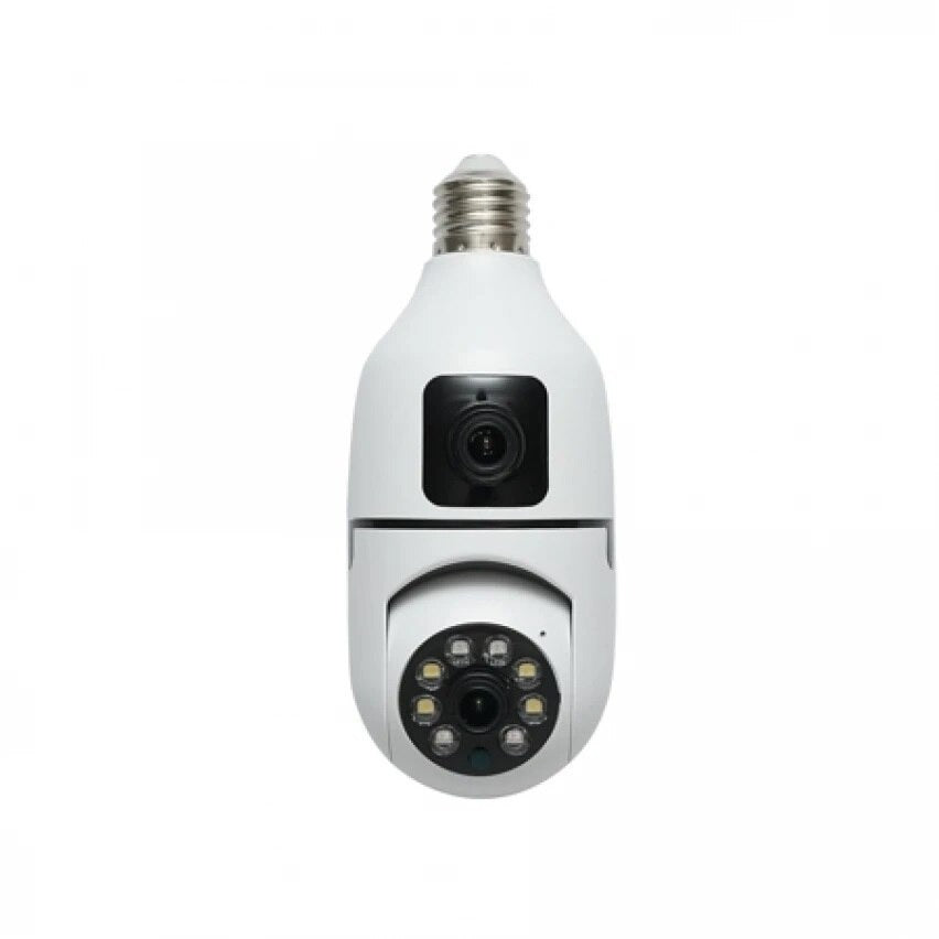 Cameră de Supraveghere Tip Bec cu 2 Obiective – Wi-Fi 2.4G, 1080p FHD, Senzor Mișcare, Night Vision - imagine 2