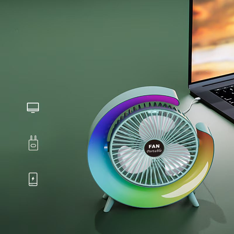 Ventilator Portabil cu 3 Viteze și Lumină LED - imagine 3