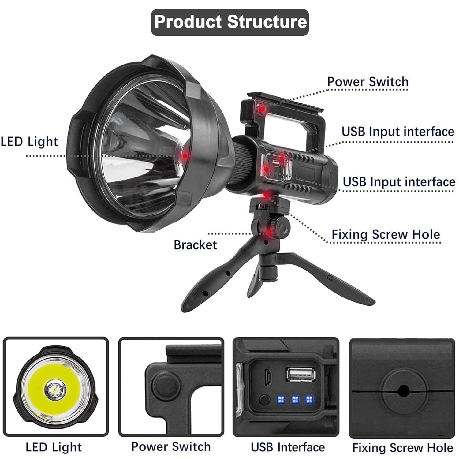 Lanternă LED Mare Portabilă cu Trepied - imagine 3