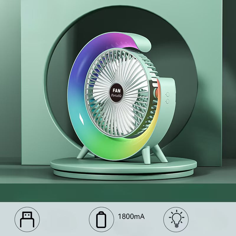 Ventilator Portabil cu 3 Viteze și Lumină LED - imagine 2