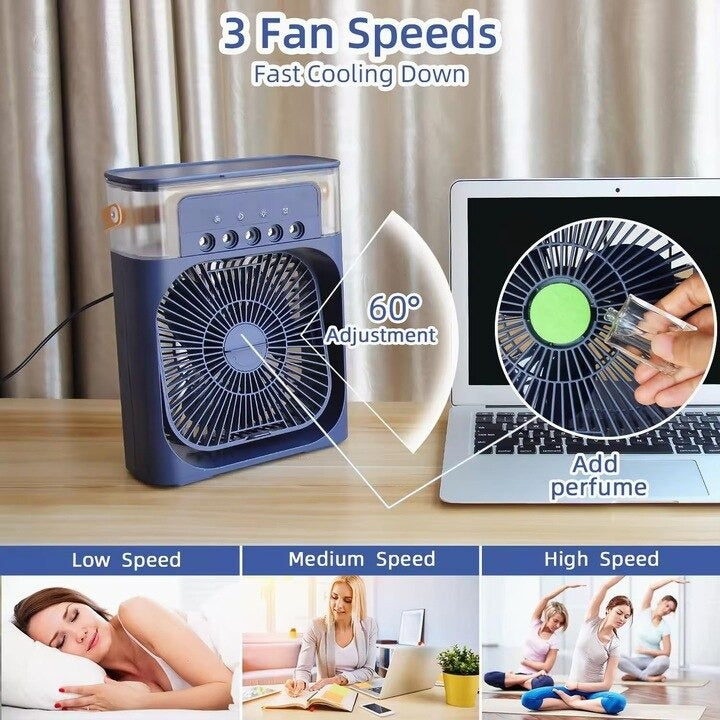 Ventilator Portabil 2-în-1 cu Vaporizare și Rezervor 600 ml, Lumina LED - imagine 3