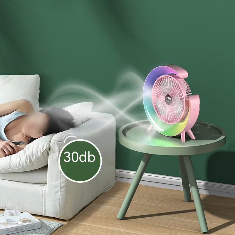 Ventilator Portabil cu 3 Viteze și Lumină LED - imagine 4