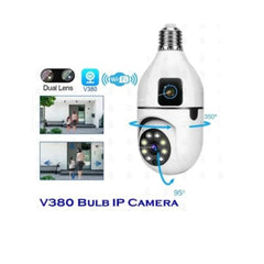 Cameră de Supraveghere Tip Bec cu 2 Obiective – Wi-Fi 2.4G, 1080p FHD, Senzor Mișcare, Night Vision