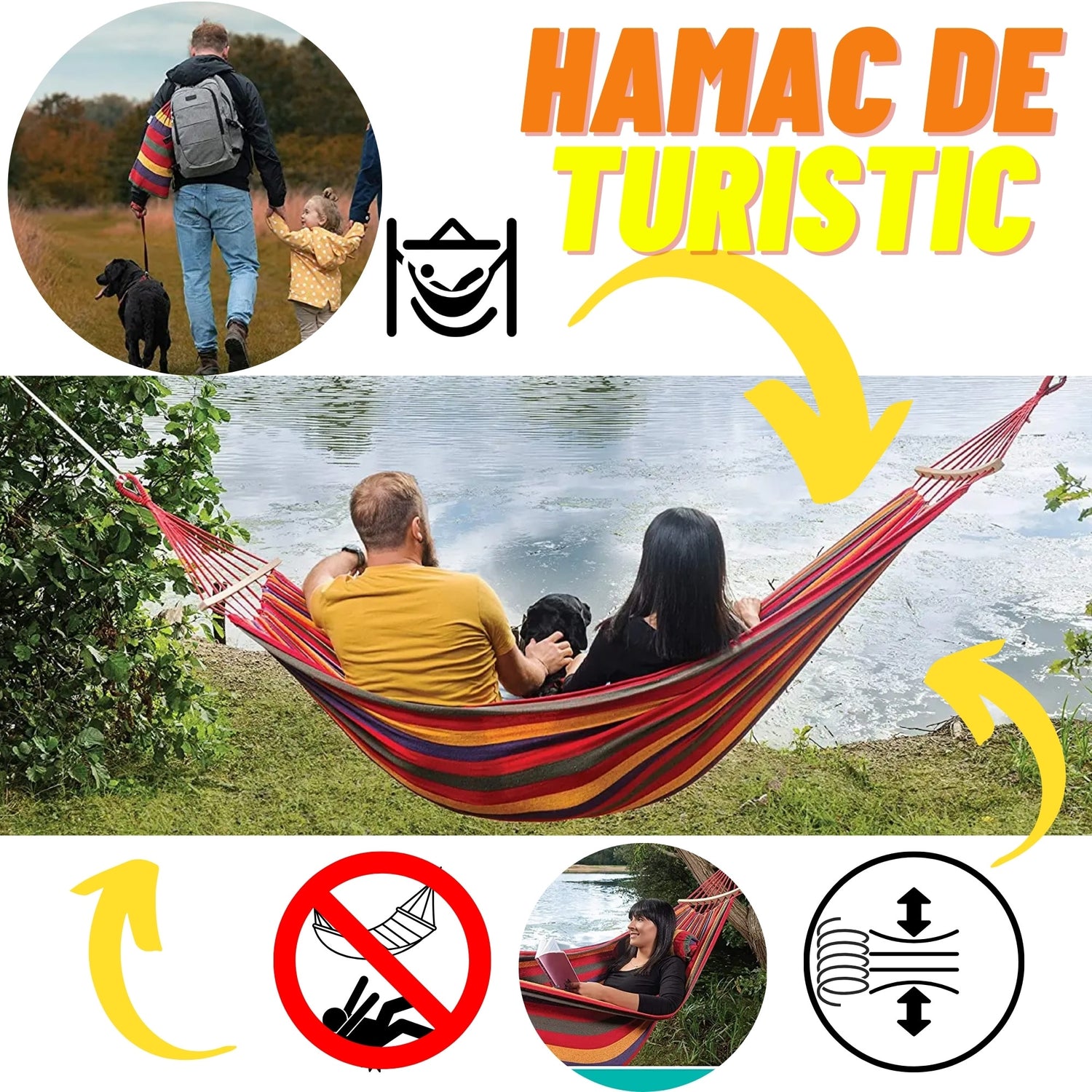 Hamac din Bumbac cu Distantiere Lemn - imagine 4