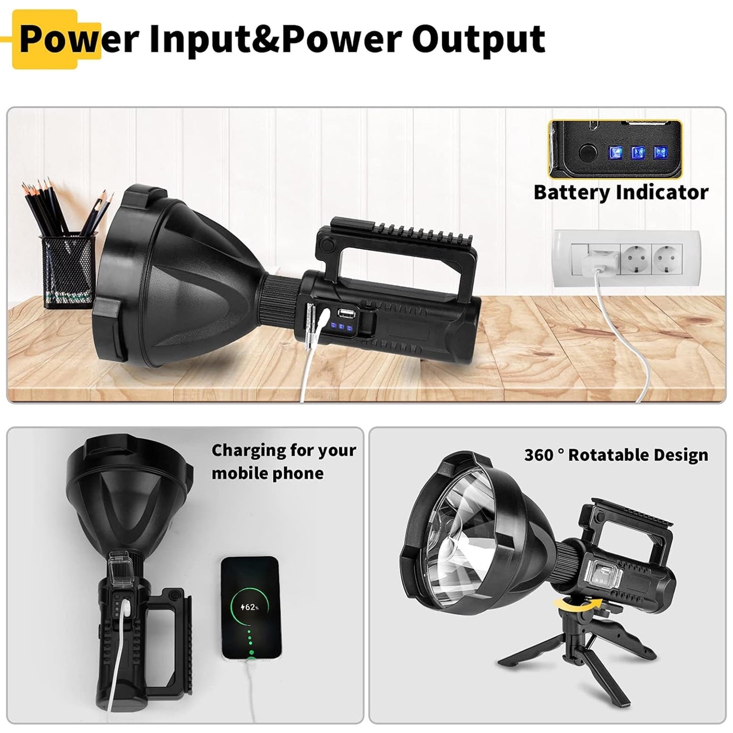 Lanternă LED Medie Portabilă cu Trepied - imagine 2