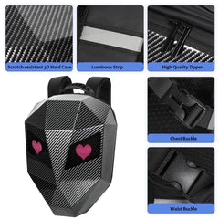 RUCSAC RIGID CARBON CU ECRAN LED SI BLUETOOTH IMPERMEABIL DEVIL EYES - Promagg.ro