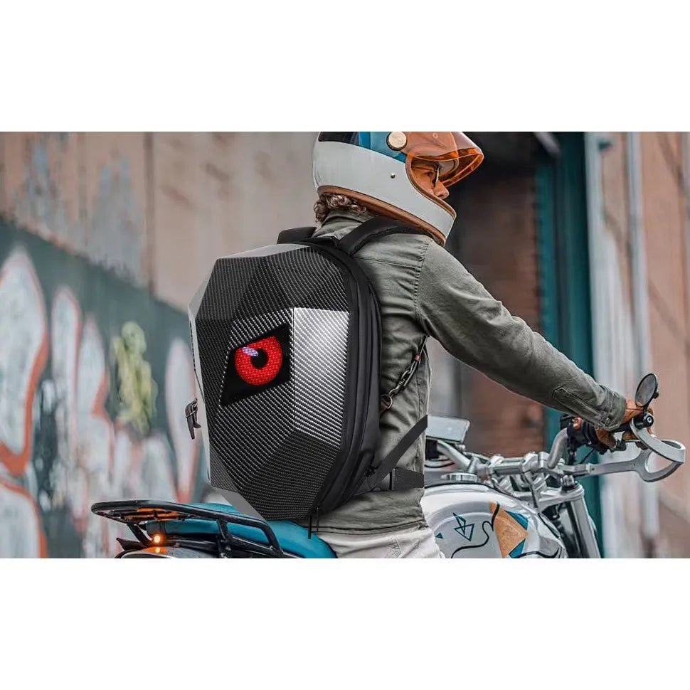 RUCSAC RIGID CARBON CU ECRAN LED SI BLUETOOTH IMPERMEABIL DEVIL EYES - Promagg.ro