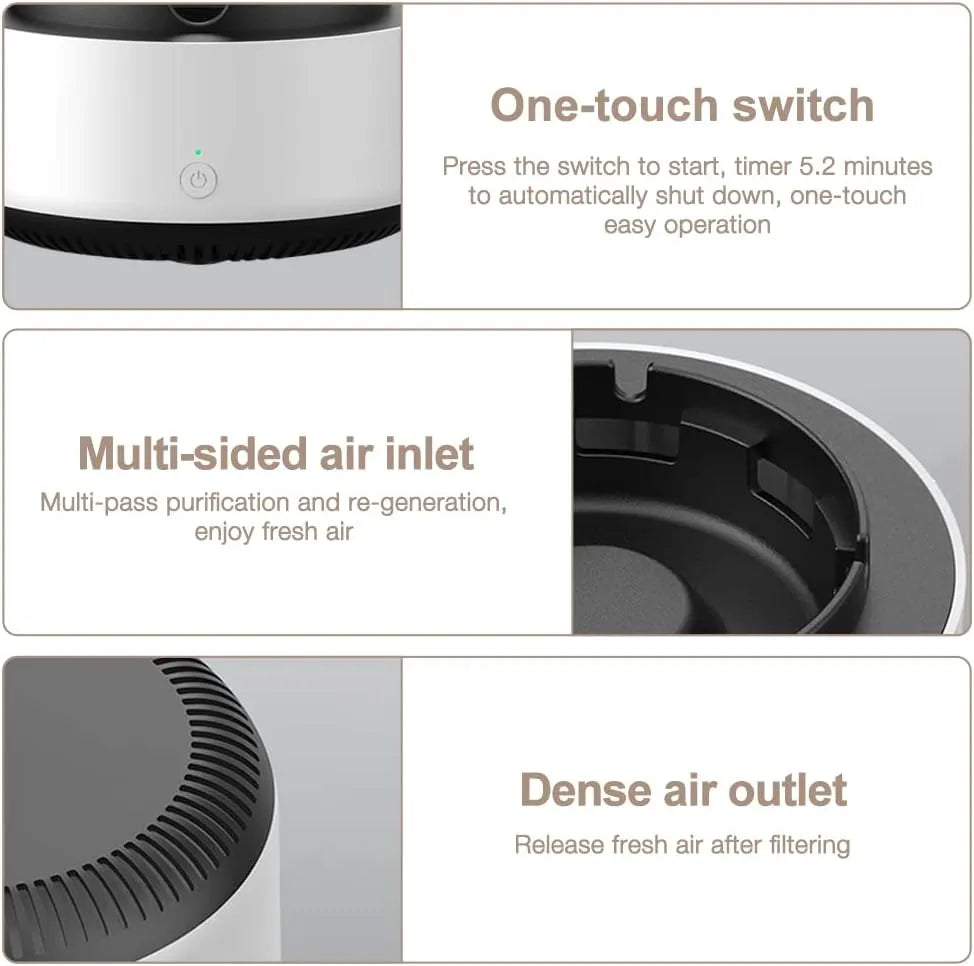 Scrumiera Electrica Inteligenta cu Aspiratie 360 Grade, Alba - imagine 8