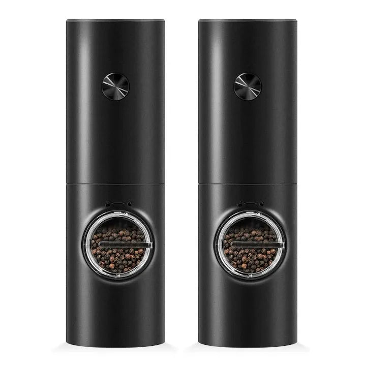 Set 2 Rasnite Electrice Sare si Piper, Lumina LED, 5 Trepte de Macinare, Negru