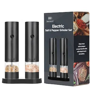 Set 2 Rasnite Electrice Sare si Piper, Lumina LED, 5 Trepte de Macinare, Negru - imagine 4