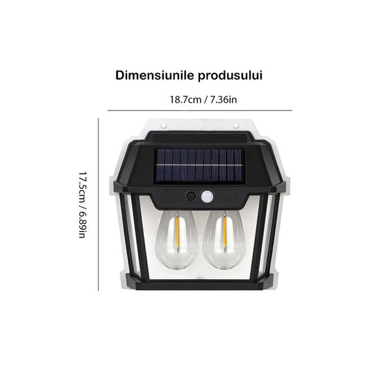 Set 3 Lampi Solare de Perete cu 2 Becuri Tip Clasic LED cu Senzor de Mișcare - Promagg.ro