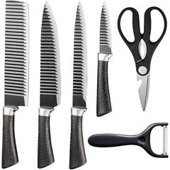 Set Cutite Bucatarie 6 Piese, Lame Ondulate Inox, Maner Antiderapant