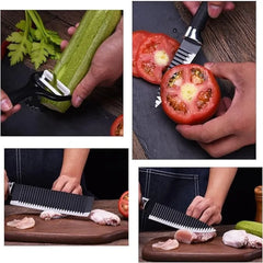 Set Cutite Bucatarie 6 Piese, Lame Ondulate Inox, Maner Antiderapant - imagine 3