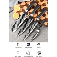 Set Cutite Bucatarie 6 Piese, Lame Ondulate Inox, Maner Antiderapant - imagine 5