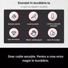 Set cutite bucatarie din inox, 6 piese, 4 cutite de bucatarie, 1 foarfeca din otel inoxidabil, 1 cutit din ceramica de decojit - imagine 4