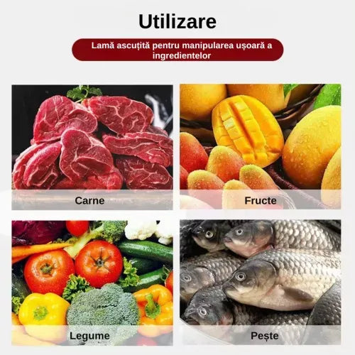 Set cutite bucatarie din inox, 6 piese, 4 cutite de bucatarie, 1 foarfeca din otel inoxidabil, 1 cutit din ceramica de decojit - imagine 5