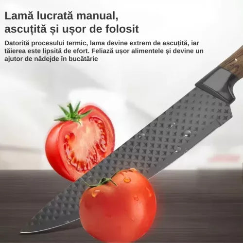 Set cutite bucatarie din inox, 6 piese, 4 cutite de bucatarie, 1 foarfeca din otel inoxidabil, 1 cutit din ceramica de decojit - imagine 6
