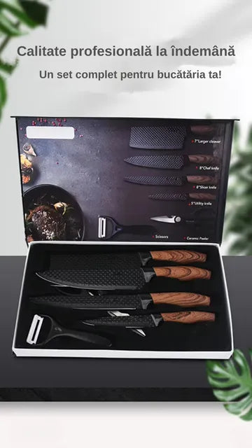 Set cutite bucatarie din inox, 6 piese, 4 cutite de bucatarie, 1 foarfeca din otel inoxidabil, 1 cutit din ceramica de decojit - imagine 7