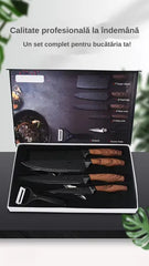 Set cutite bucatarie din inox, 6 piese, 4 cutite de bucatarie, 1 foarfeca din otel inoxidabil, 1 cutit din ceramica de decojit - imagine 7