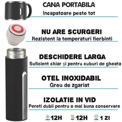 Capac termos cu închidere etanșă și rotire 360° fără scurgeri - siguranță în utilizare