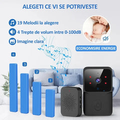 Sonerie Wireless cu Camera Video HD 720p, Vedere Nocturna si Apel Video, Negru - imagine 2