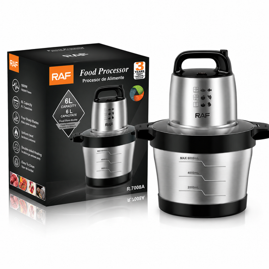 Tocător Electric Profesional RAF cu Bol Inox și Lame din Oțel Inoxidabil
